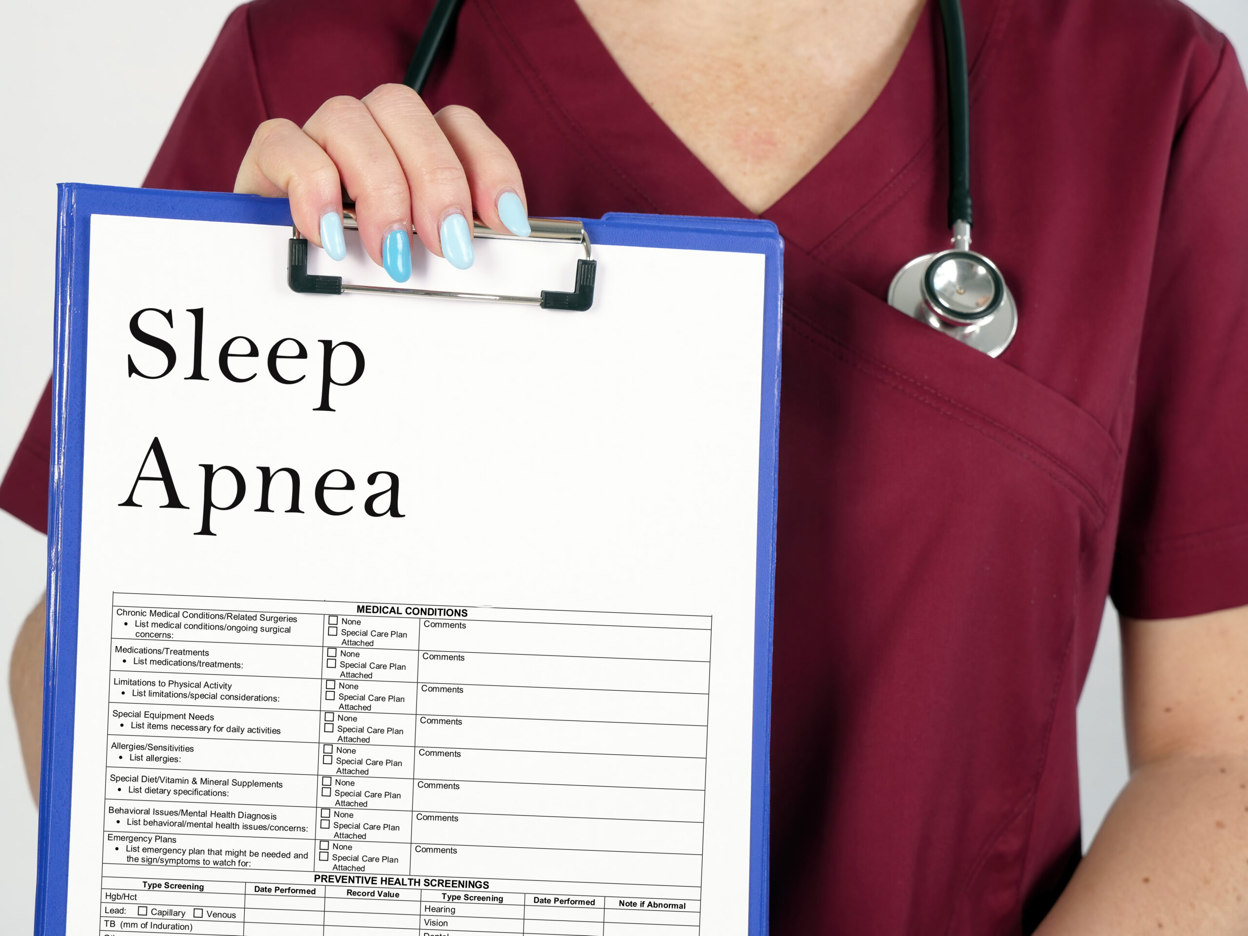 When you order sleep test solutions, you'll get a list of "do's and don'ts" like this visual image of a nurse with a checklist.